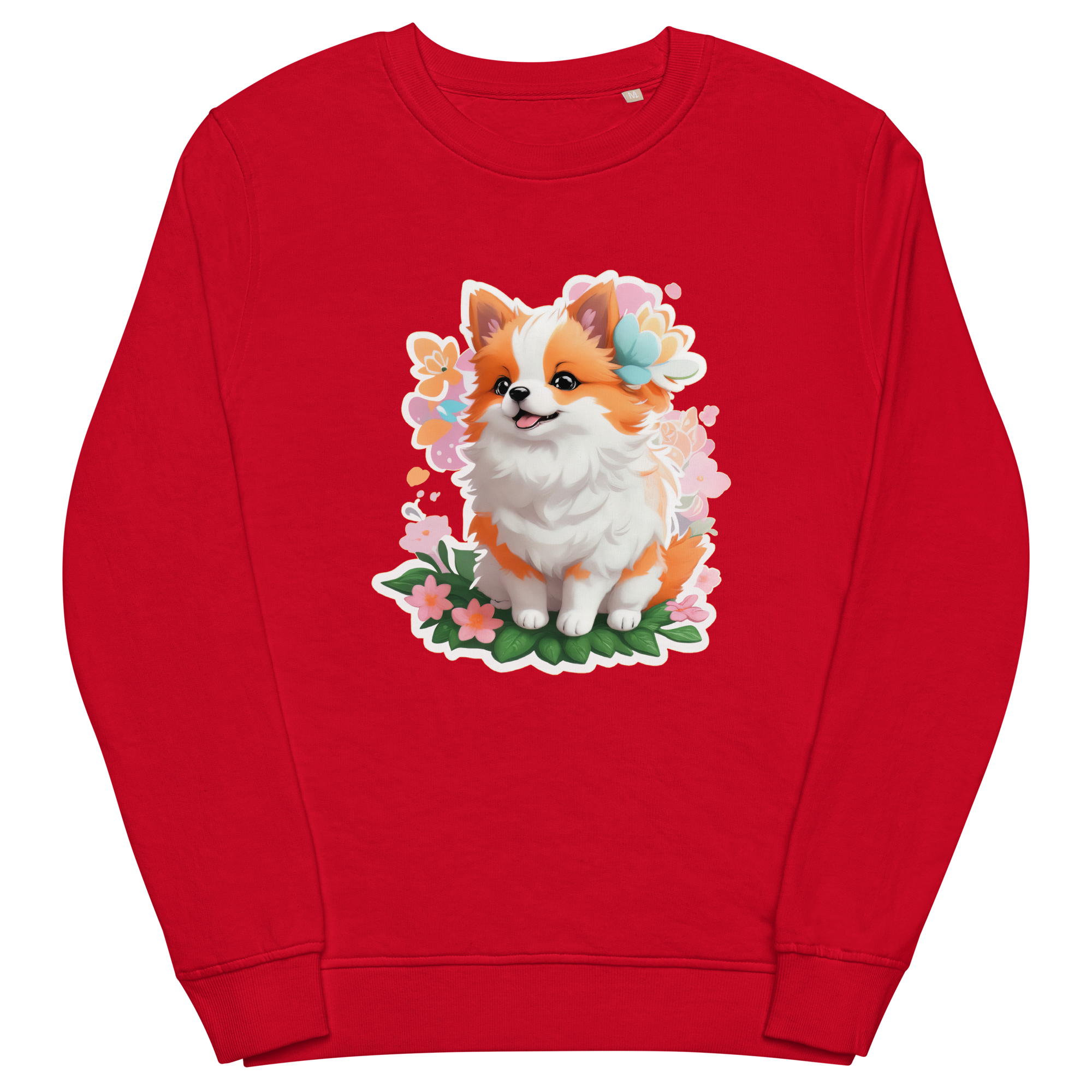 Adorit's Adorable Puppy Unisex Eco organic red sweatshirt | By PhilanthroBit