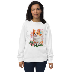 Adorit's Adorable Puppy Unisex Eco organic white sweatshirt - front 2 | By PhilanthroBit