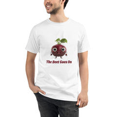 Adorit's The Beet Goes On 100% Organic Unisex White T-Shirt - front | By PhilanthroBit