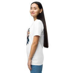 Adorit's Gardenias Bouquet 100% Organic White Unisex T-Shirt - left | By PhilanthroBit