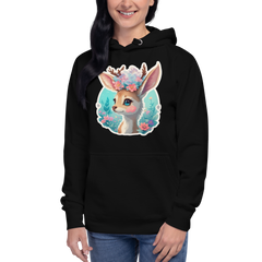 PhilanthroBit's Adorable Fawn Black Unisex Premium Hoodie - front 2