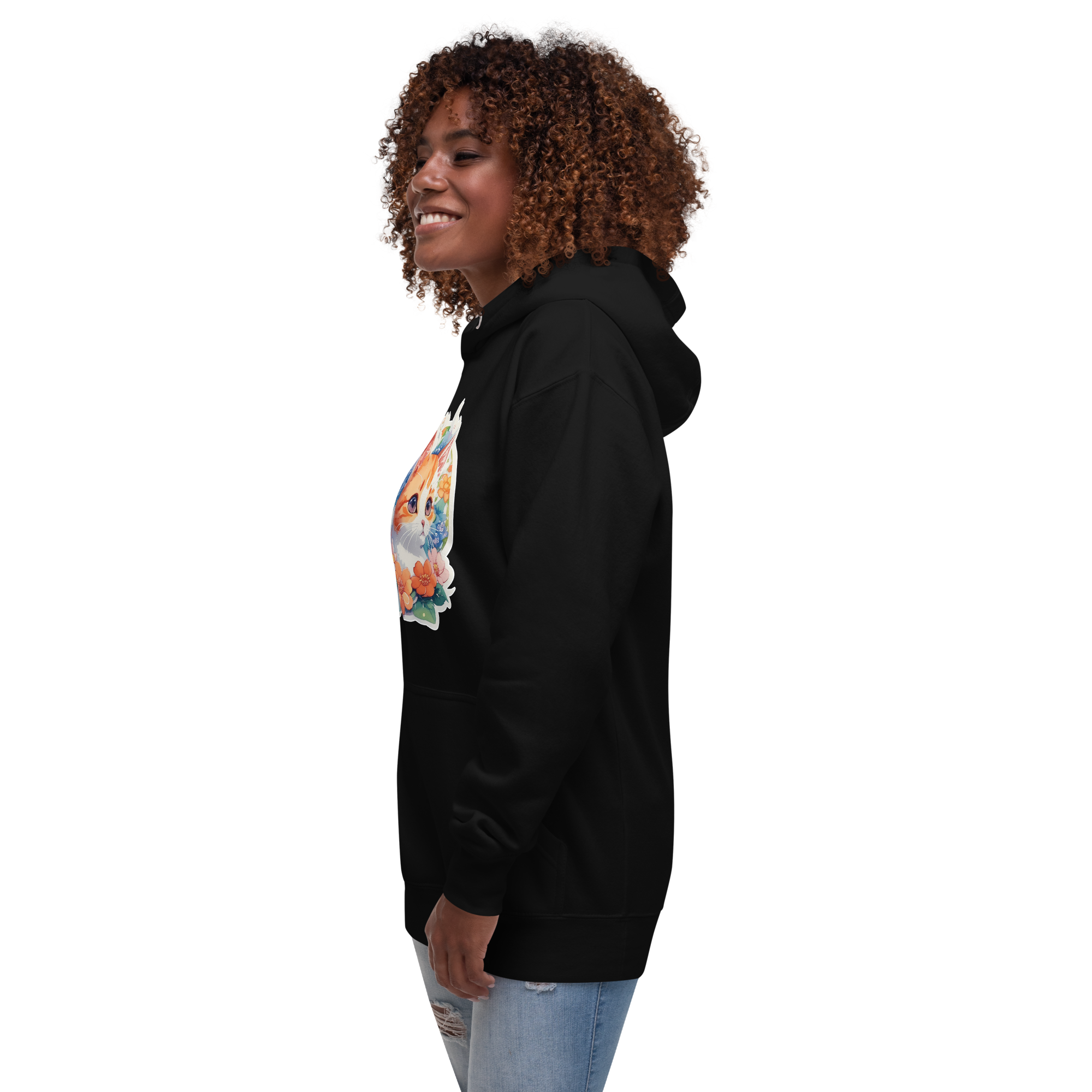 PhilanthroBit's Adorable Kitten with Flowers Unisex Premium Hoodie