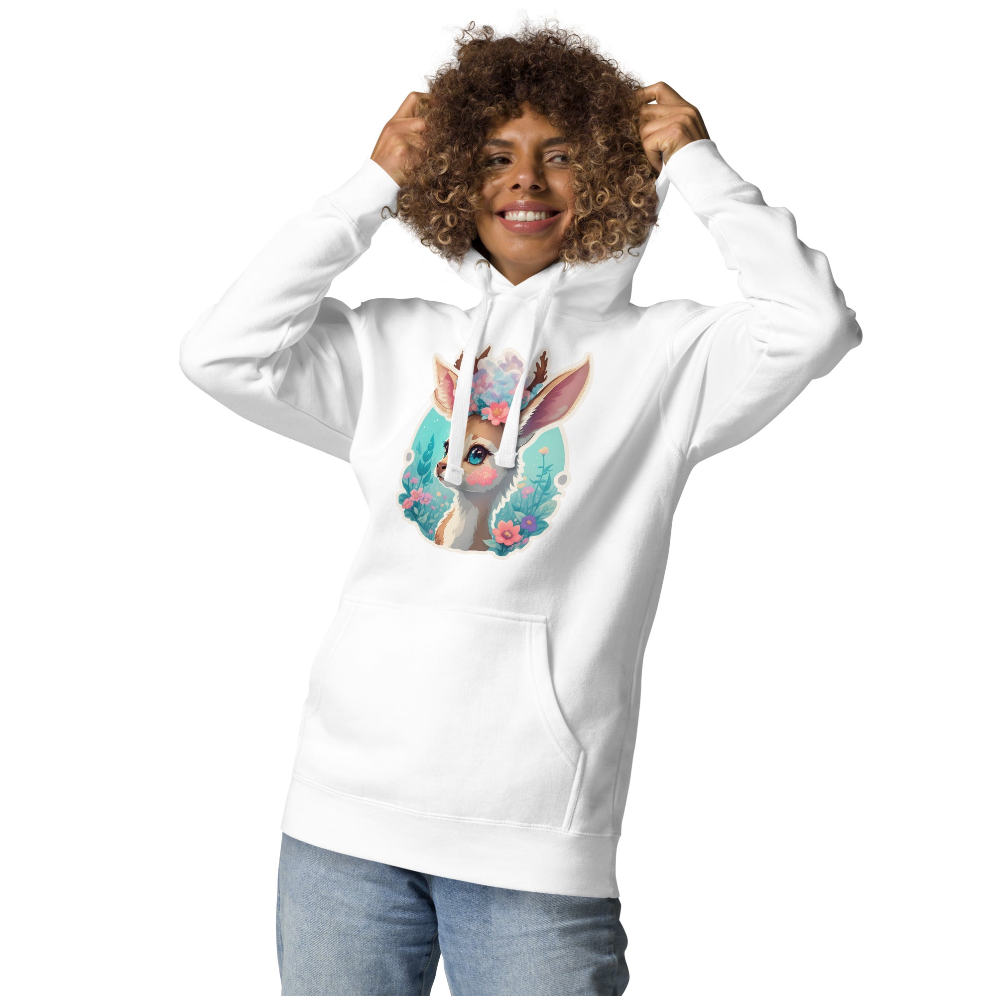 PhilanthroBit's Adorable Fawn White Unisex Premium Hoodie - front