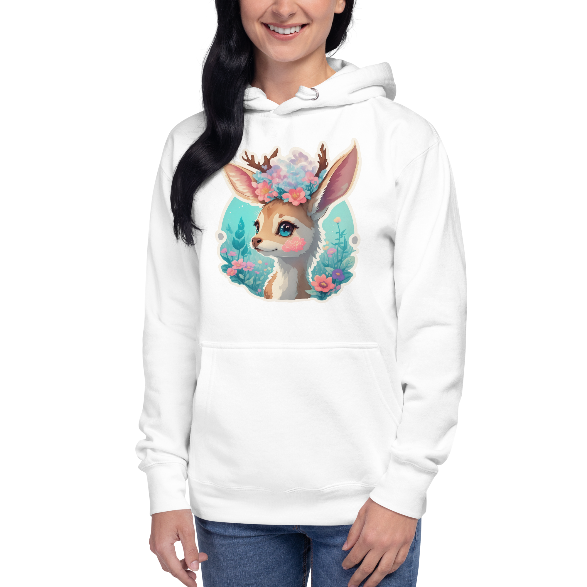 PhilanthroBit's Adorable Fawn White Unisex Premium Hoodie - front 2