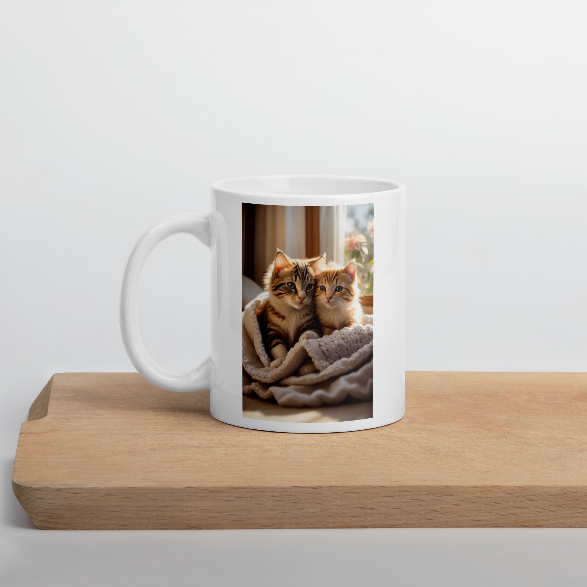 Adorit's Adorable Kitten Siblings (2 unique pictures) White glossy 11oz mug cutting board