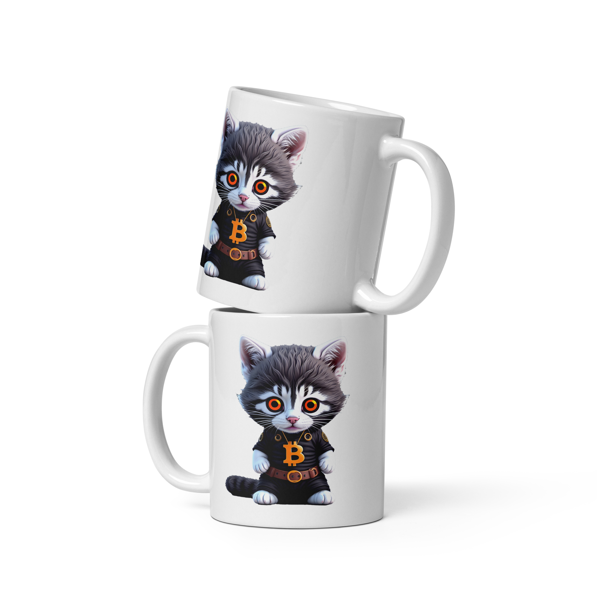 PhilanthroBit's Cool Bitcoin Cat 11oz & 15oz White glossy mugs