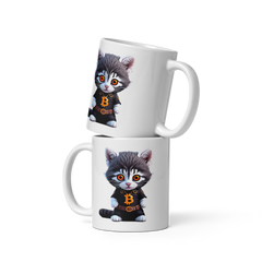 PhilanthroBit's Cool Bitcoin Cat 11oz & 15oz White glossy mugs