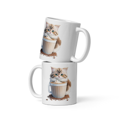 Adorit's Adorable Kitten Drinking Coffee 11oz White glossy mugs | By PhilanthroBit