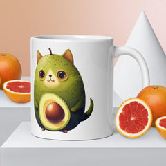 Adorit's Avocat (Avocado-Cat) 11 oz & 15 oz White glossy mug | By PhilanthroBit