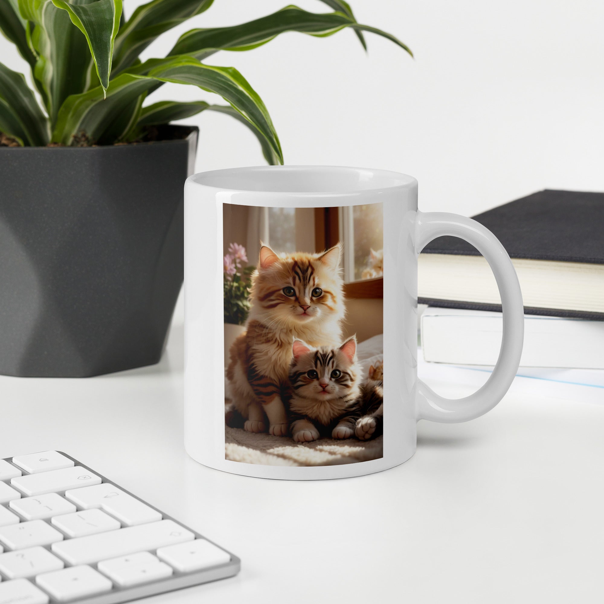 Adorit's Adorable Kitten Siblings (2 unique pictures) White glossy 11oz mug office