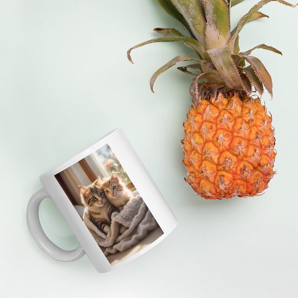 Adorit's Adorable Kitten Siblings (2 unique pictures) White glossy 11oz mug with pineapple