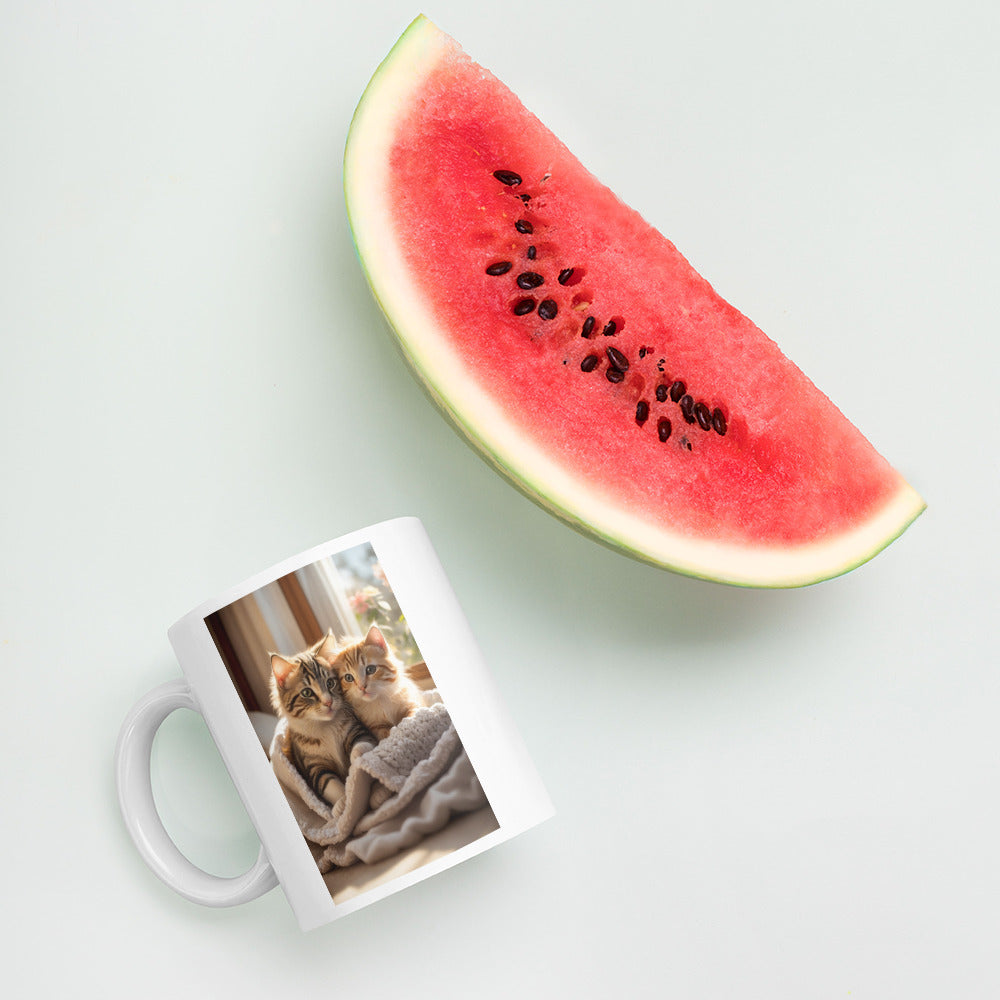 Adorit's Adorable Kitten Siblings (2 unique pictures) White glossy 11oz mug watermelon