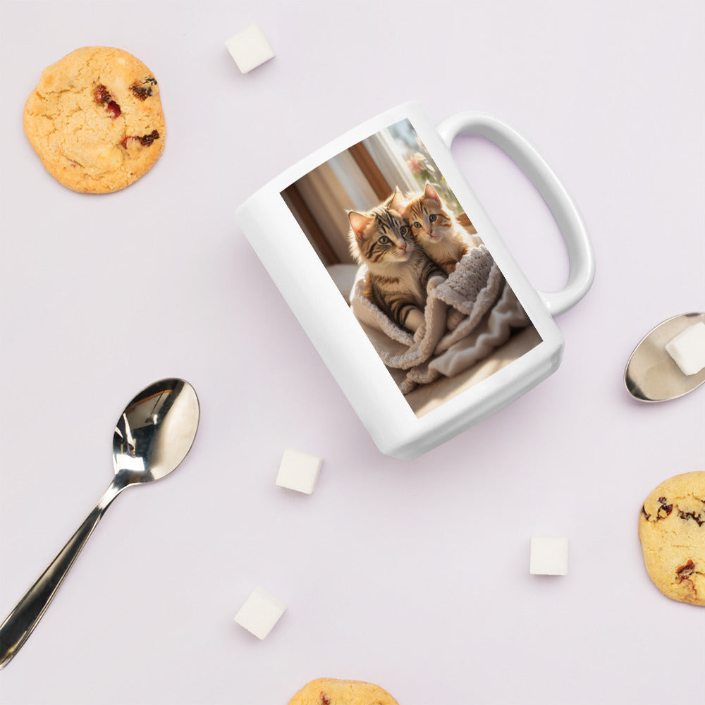 Adorit's Adorable Kitten Siblings (2 unique pictures) White glossy 15oz mug cookies