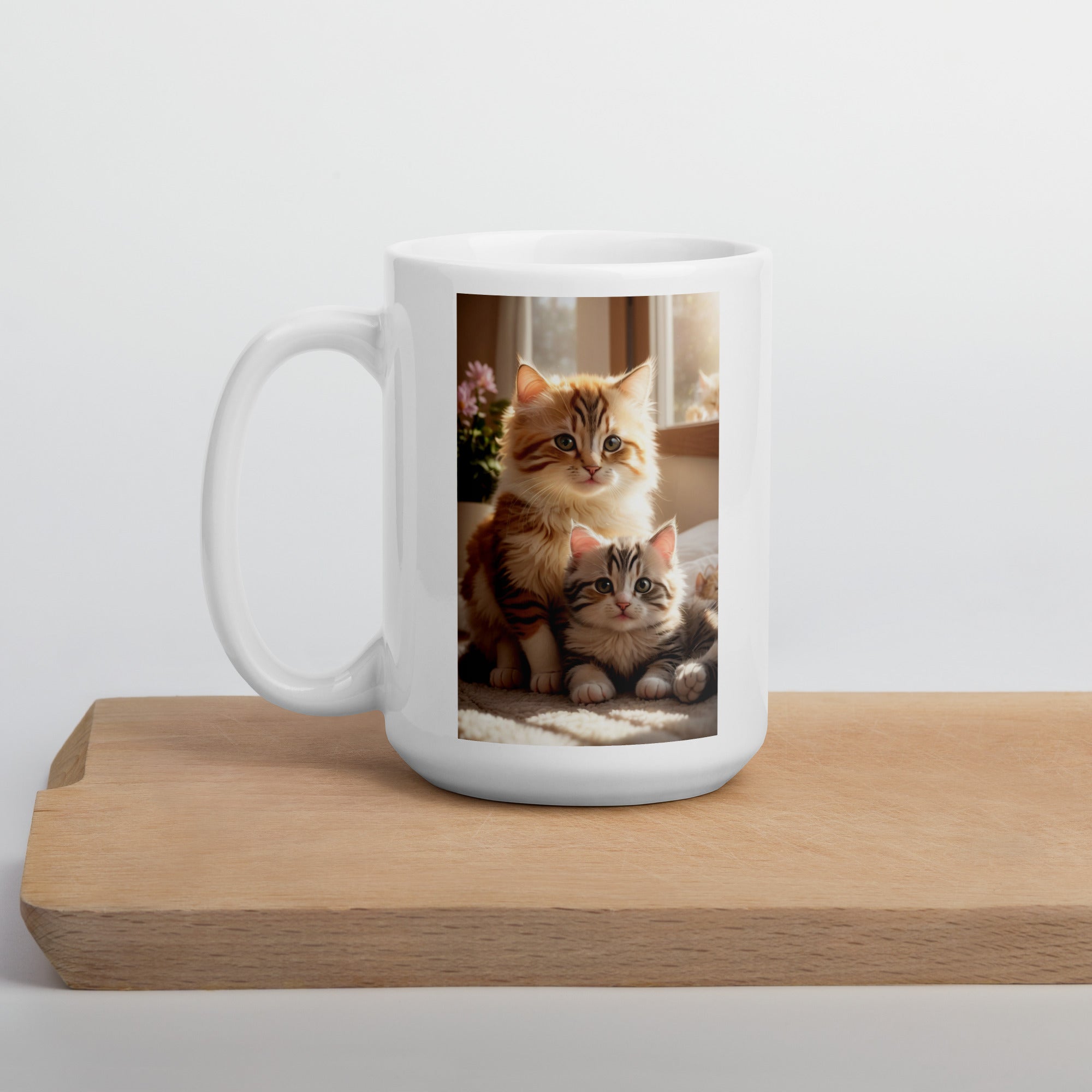 Adorit's Adorable Kitten Siblings (2 unique pictures) White glossy 15oz mug cutting board