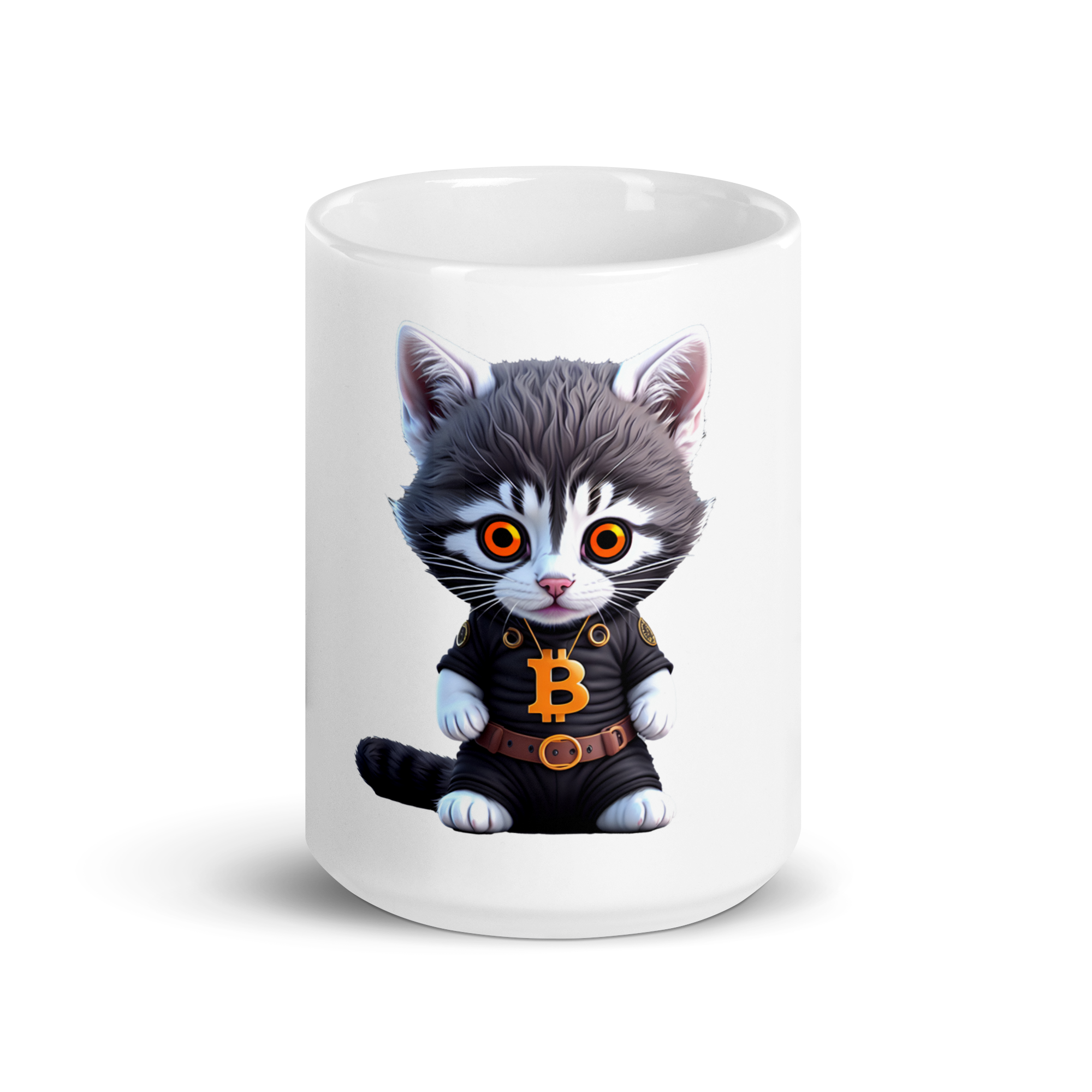 PhilanthroBit's Cool Bitcoin Cat 15oz White glossy mug