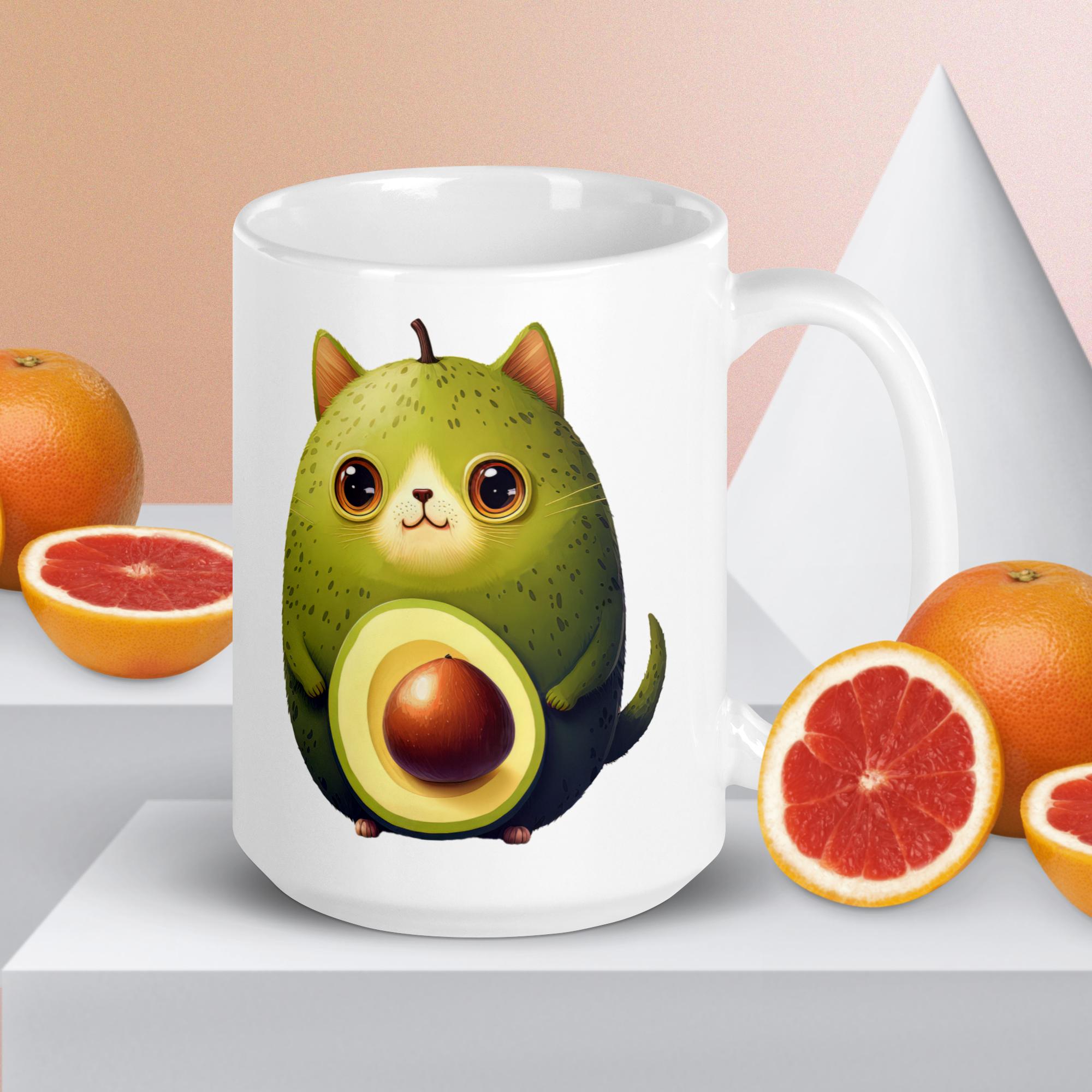 Adorit's Avocat (Avocado-Cat) 11 oz & 15 oz White glossy mug | By PhilanthroBit