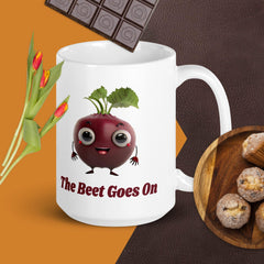 Adorit's The Beet Goes On White glossy 15oz mug | By PhilanthroBit