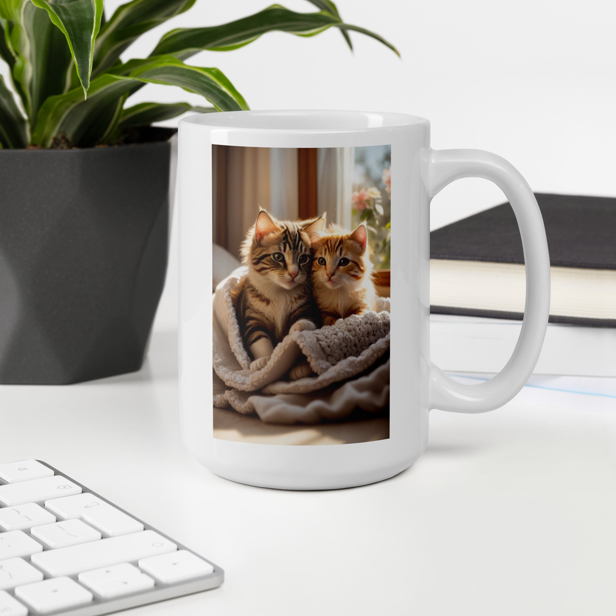 Adorit's Adorable Kitten Siblings (2 unique pictures) White glossy 15oz mug office