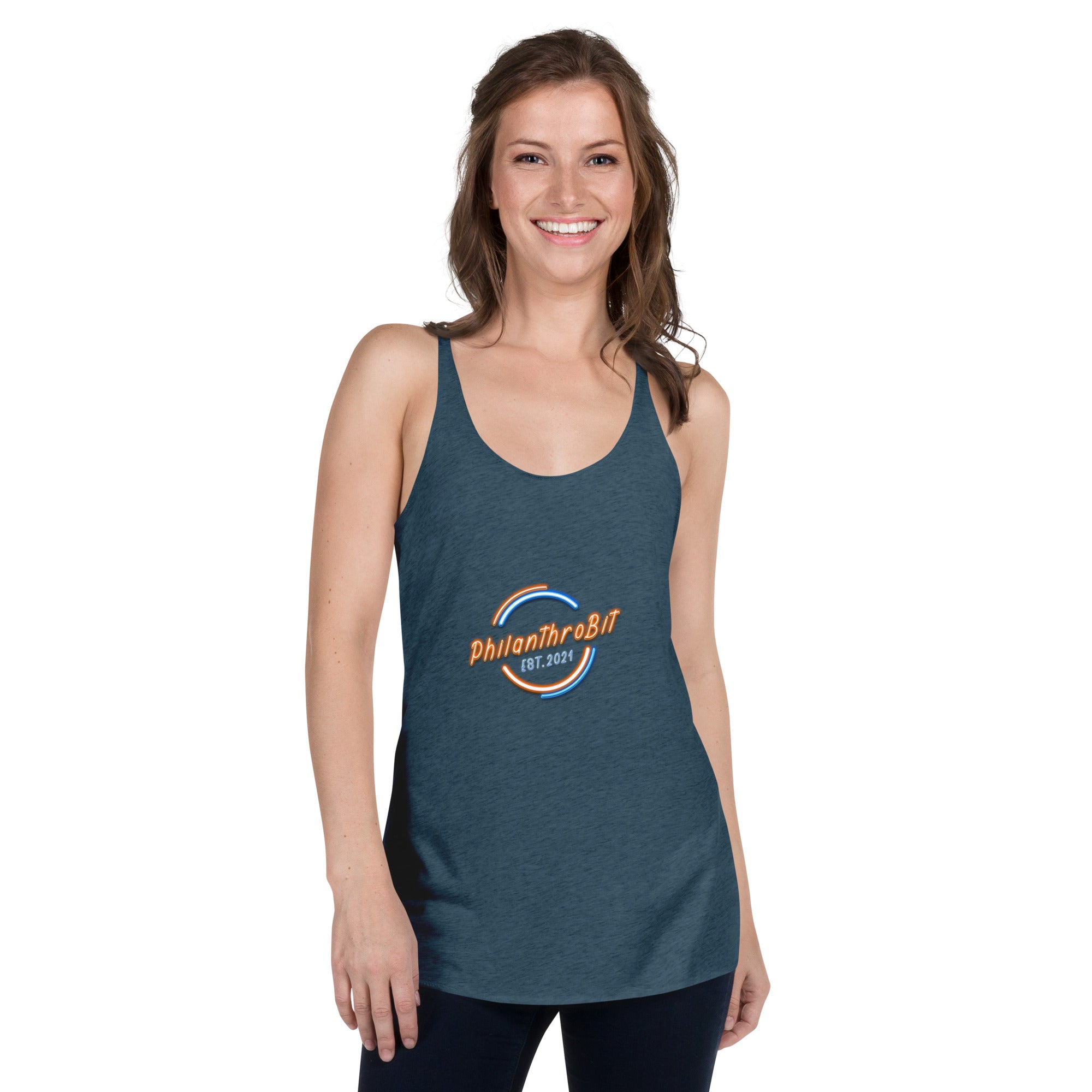 PhilanthroBit Members EST 2021 Women's Indigo Racerback Tank | By PhilanthroBit