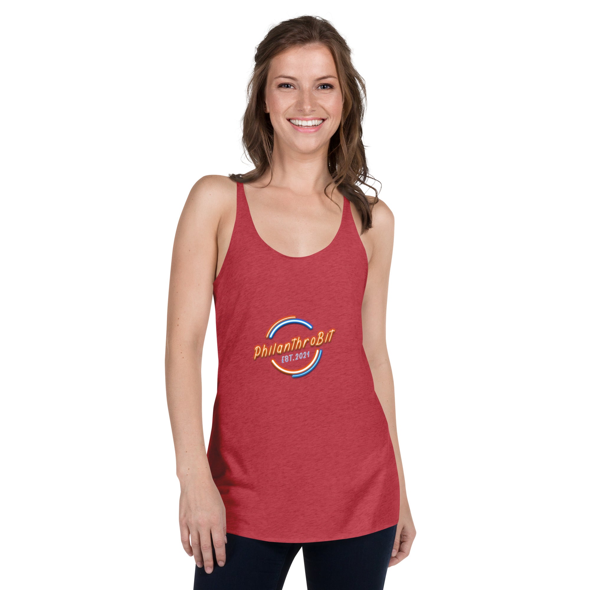 PhilanthroBit Members EST 2021 Women's Vintage Red Racerback Tank | By PhilanthroBit