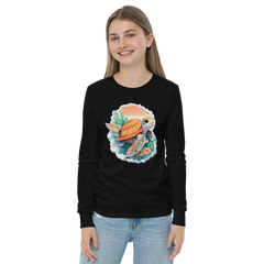 PhilanthroBit's Adorable Sea Turtle Youth black long sleeve shirt - front 2