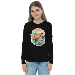 PhilanthroBit's Adorable Sea Turtle Youth black long sleeve shirt - front