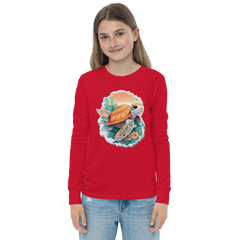 PhilanthroBit's Adorable Sea Turtle Youth red long sleeve shirt - front