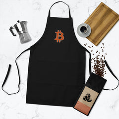 Black Bitcoin Embroidered Apron