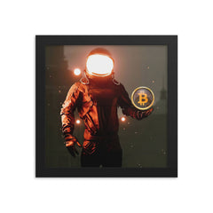 Red Bitcoin Astronaut Framed poster