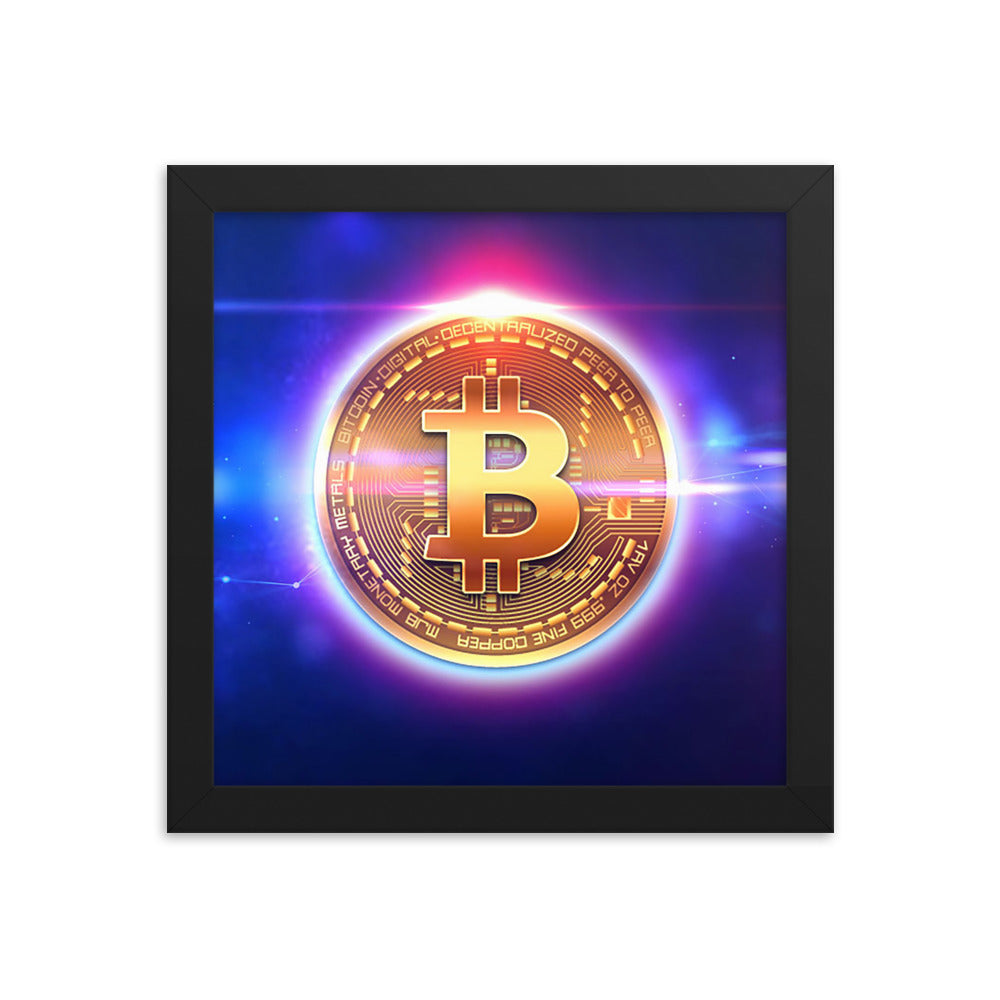 Neon Glow Bitcoin Framed poster