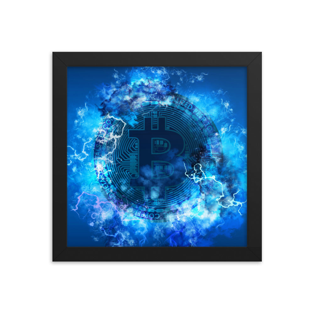 Blue Bitcoin Portal Framed poster