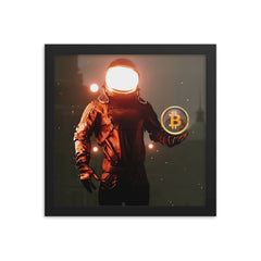 Red Bitcoin Astronaut Framed poster