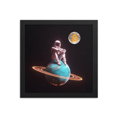 Bitcoin Astronaut on Saturn Framed Poster | By PhilanthroBit