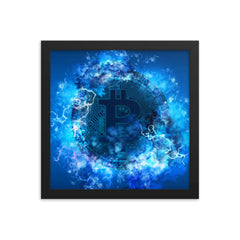 Blue Bitcoin Portal Framed poster