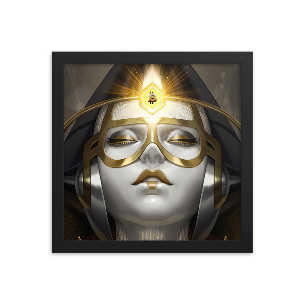 Bitcoin Avatar Lady framed poster - the future of money, 12x12, by PhilanthroBit