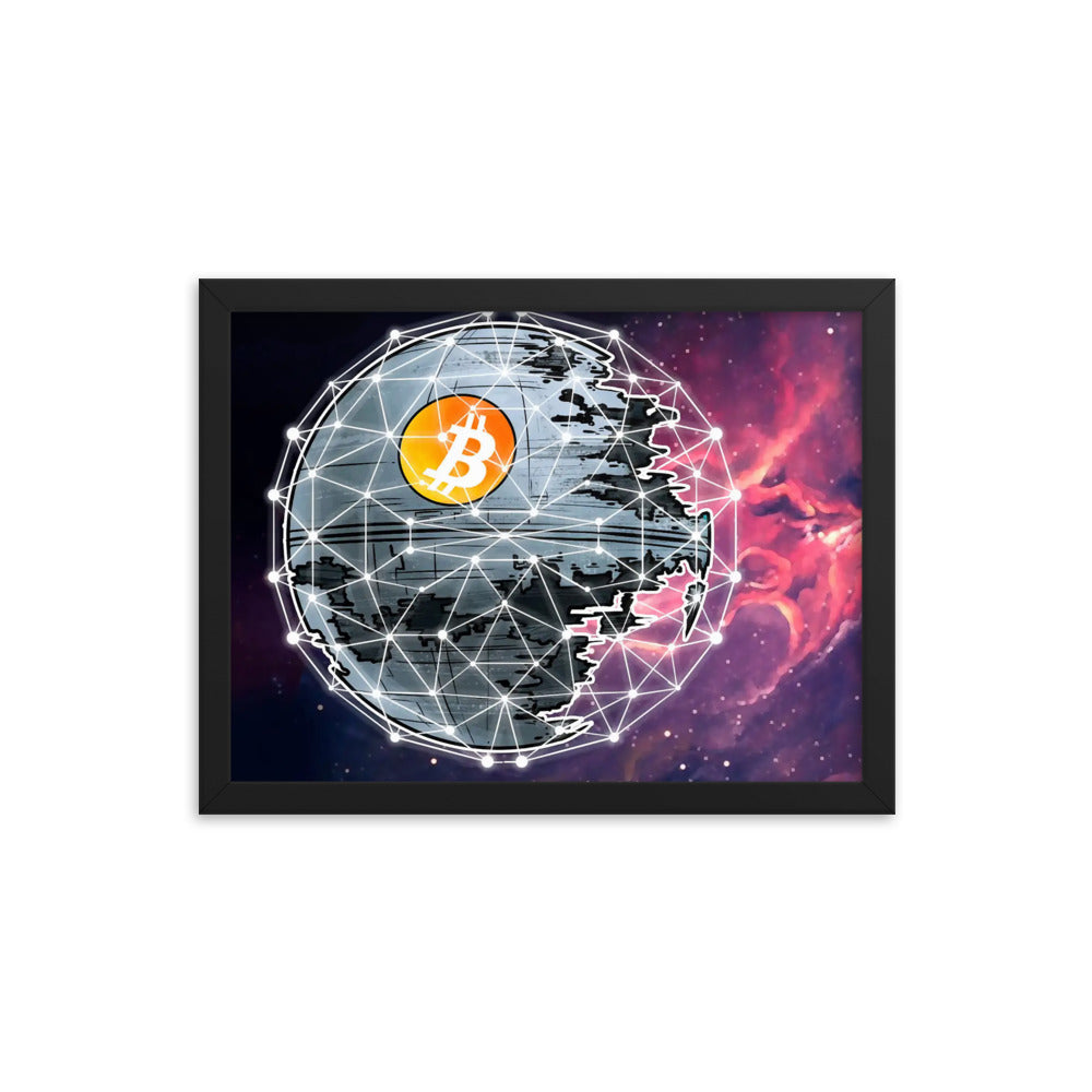 Bitcoin Deathstar Wood Framed poster | By PhilanthroBit