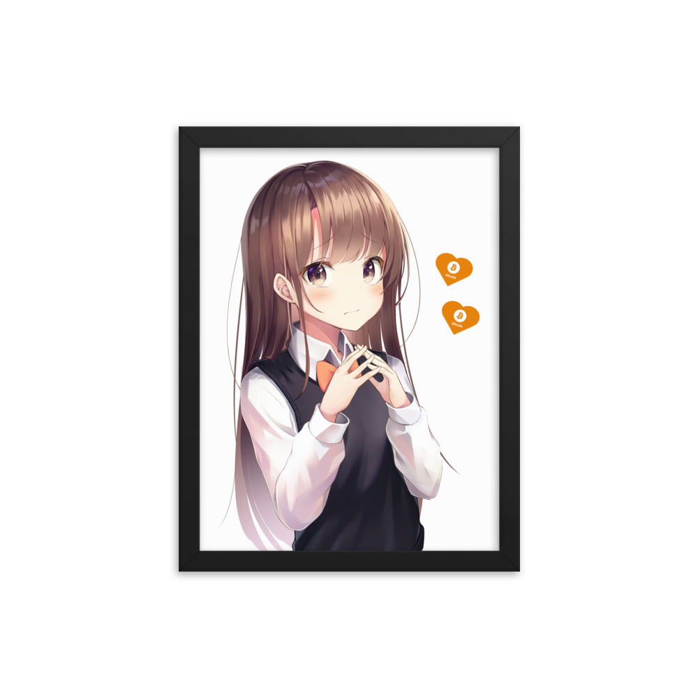 Bitcoin Love Anime Girl Framed poster