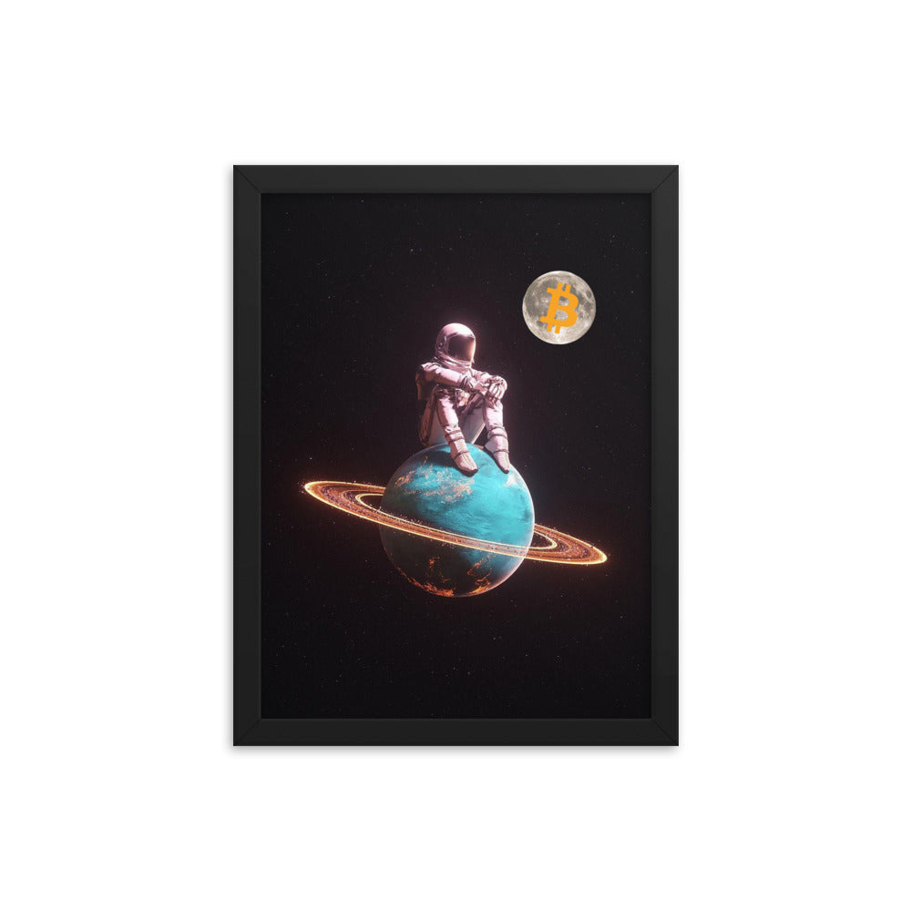 Bitcoin Astronaut on Saturn Framed Poster | By PhilanthroBit