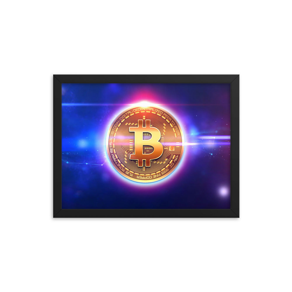 Neon Glow Bitcoin Framed poster