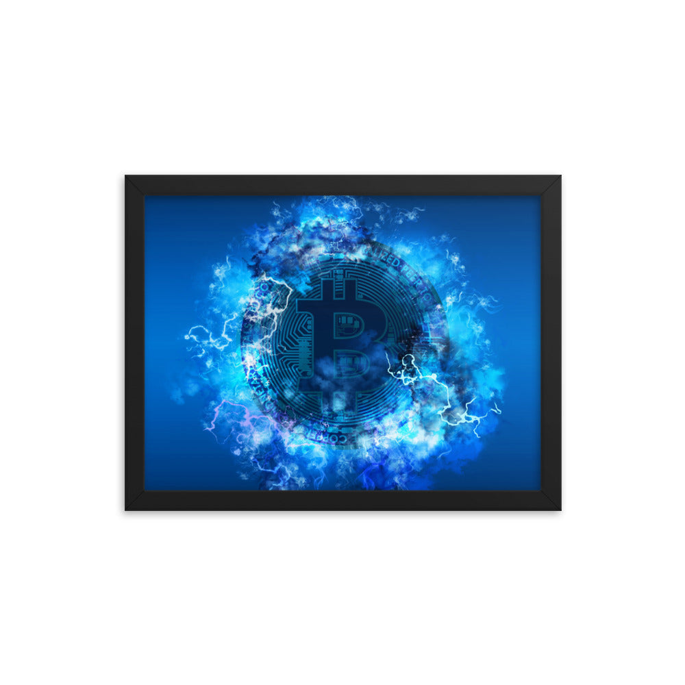 Blue Bitcoin Portal Framed poster