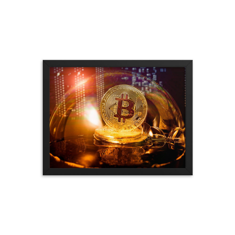 Bitcoin Golden Bubble - Wood Framed Poster | By PhilanthroBit