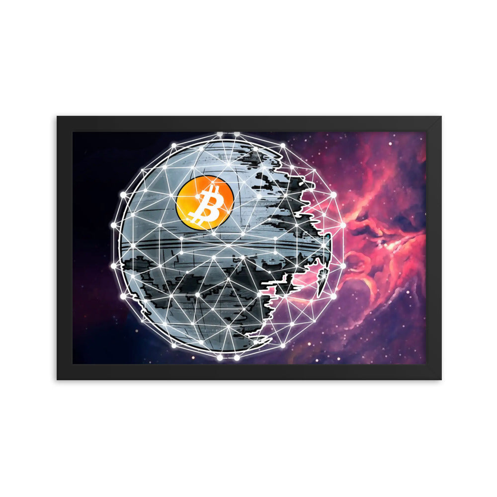 Bitcoin Deathstar Wood Framed poster | By PhilanthroBit