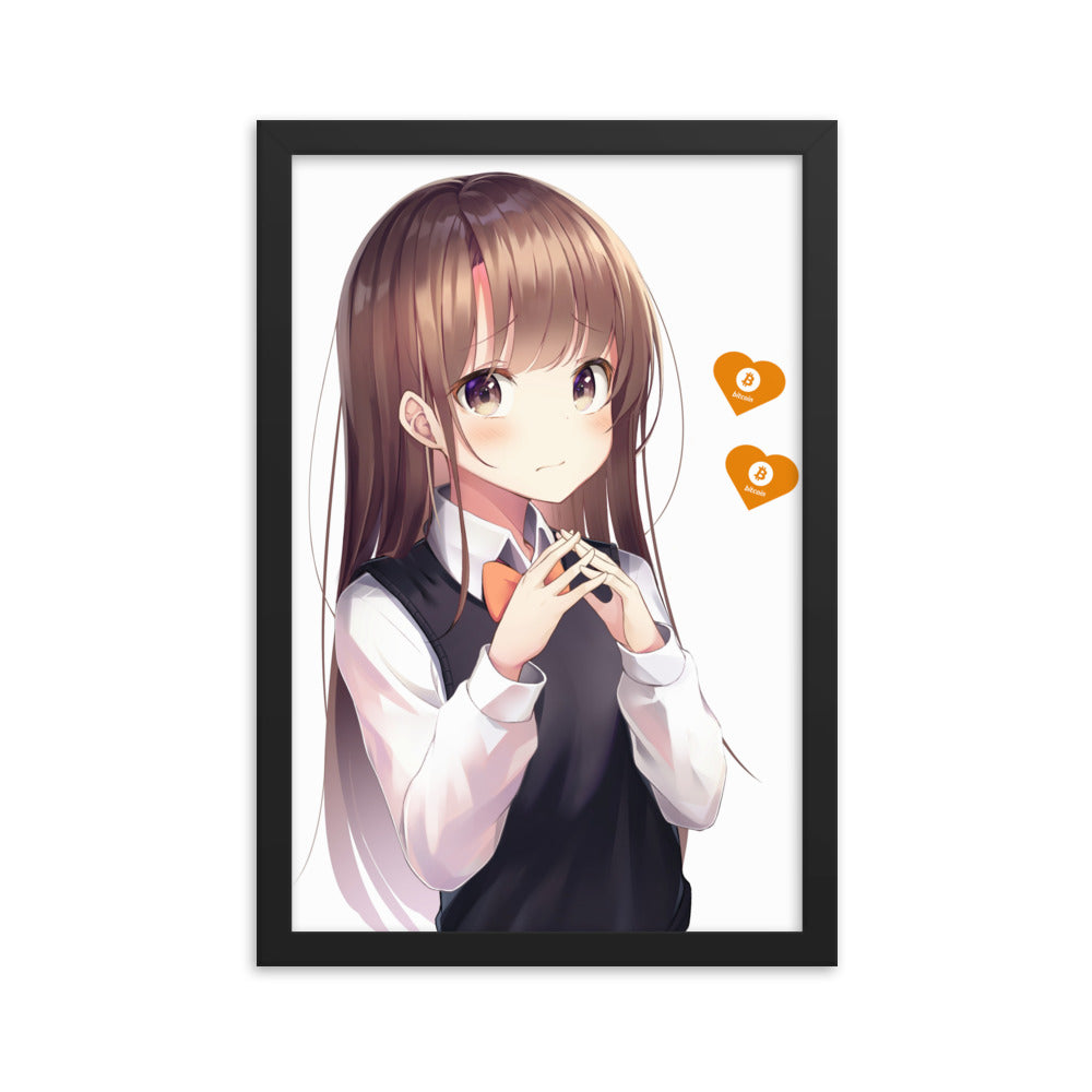 Bitcoin Love Anime Girl Framed poster