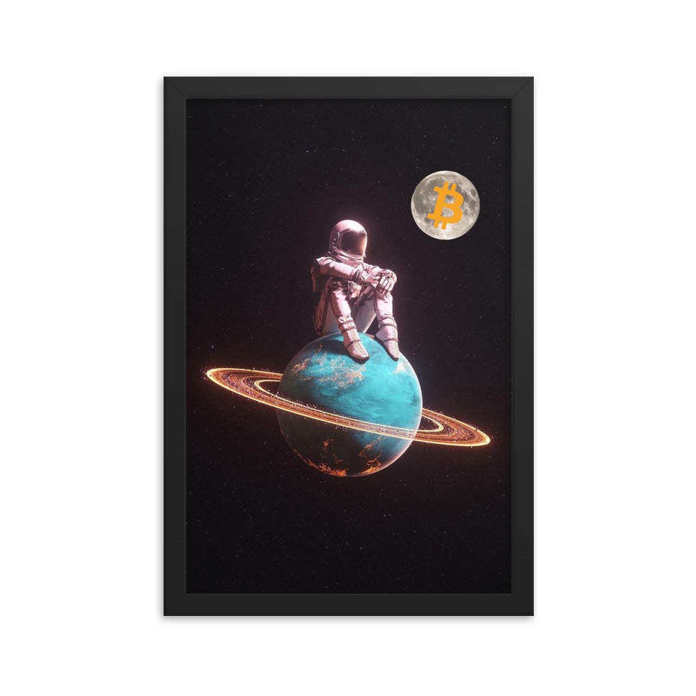 Bitcoin Astronaut on Saturn Framed Poster | By PhilanthroBit