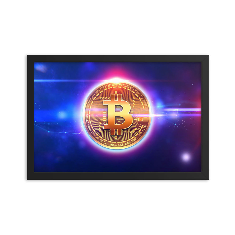 Neon Glow Bitcoin Framed poster