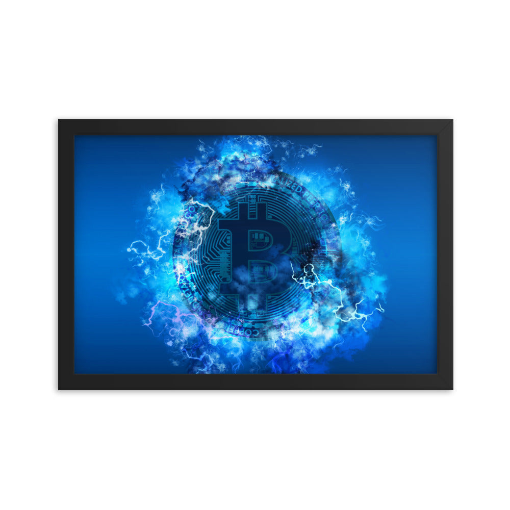 Blue Bitcoin Portal Framed poster