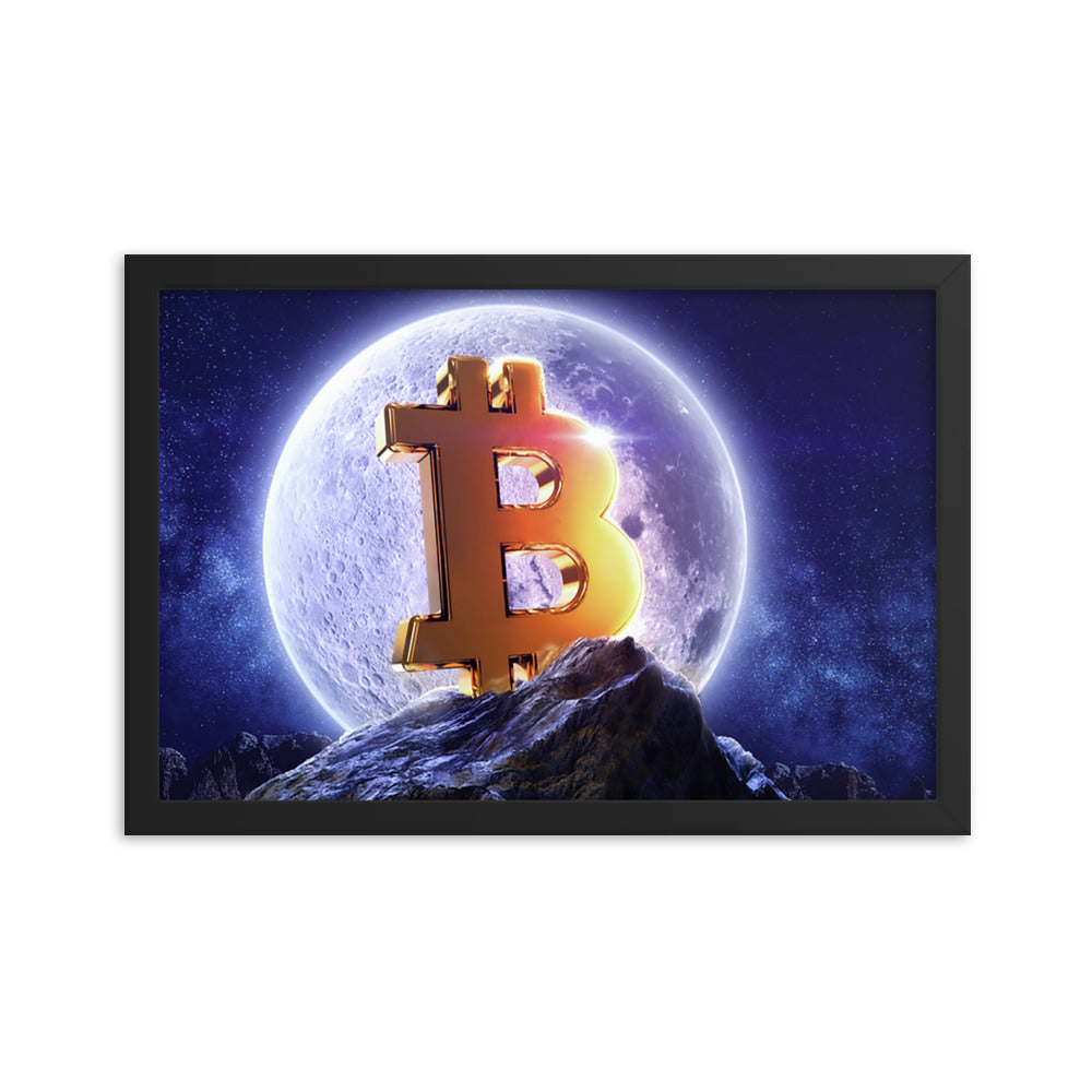 Bitcoin Under a Full Moon Framed poster