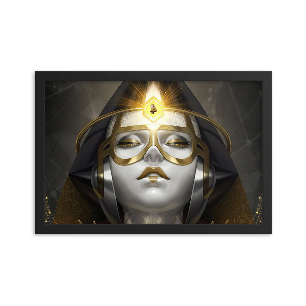 Bitcoin Avatar Lady framed poster - the future of money, 12x18, by PhilanthroBit