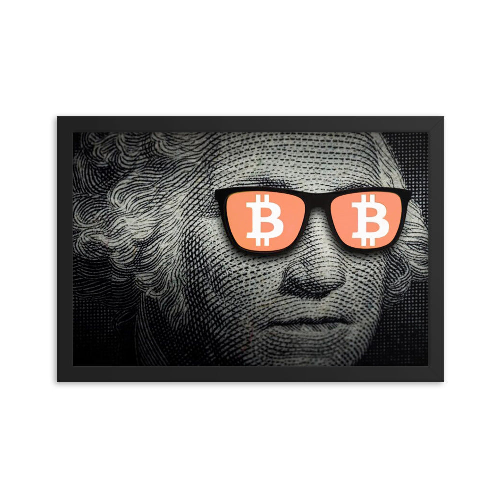 Washington Bitcoin Glasses Framed poster