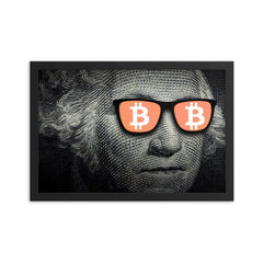 Washington Bitcoin Glasses Framed poster